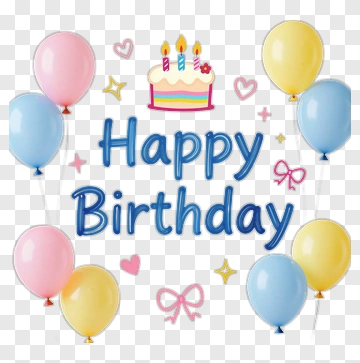 Happy Birthday Celebration With Balloons And Cake PNG