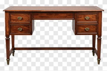Classic Wooden Desk With Drawers PNG
