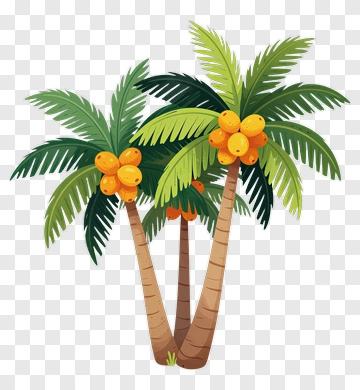 Coconut Palm Tree With Fruit PNG