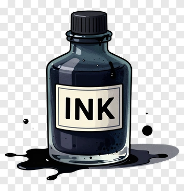Ink Bottle With Spill PNG