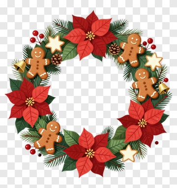 Christmas Wreath With Gingerbread Men PNG