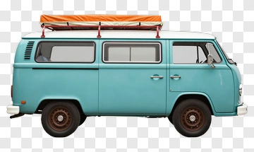 Classic Blue Campervan With Roof Tent PNG