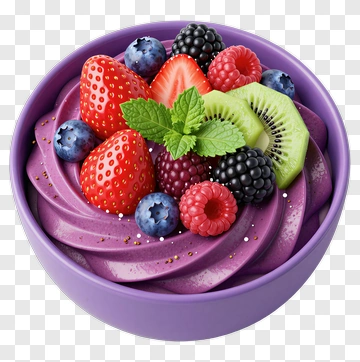 Purple Smoothie Bowl With Fresh Berries PNG
