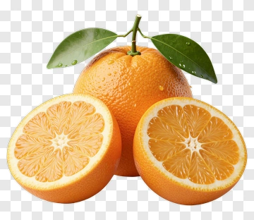 Fresh Orange With Leaf And Slice PNG