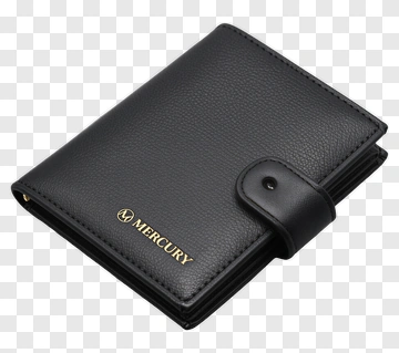 Black Mercury Wallet With Gold Logo PNG