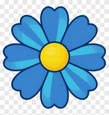 Blue Flower With Yellow Center PNG