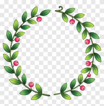 Green Leaf Wreath With Pink Berries PNG