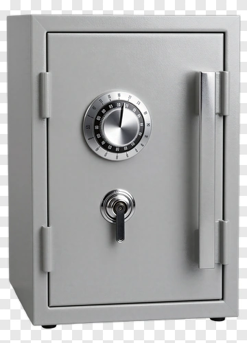 Gray Metal Safe With Combination Lock PNG