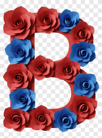 Letter B Decorated With Red And Blue Paper Roses PNG