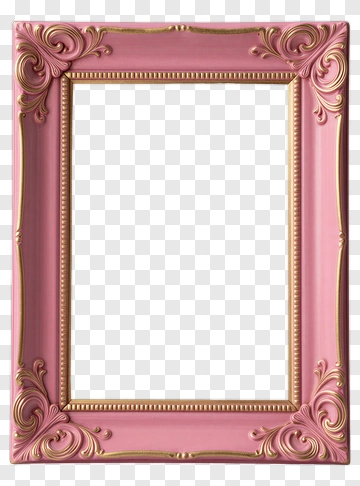 Pink Picture Frame With Gold Accents PNG