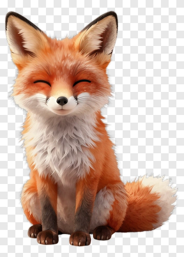 Cute Fox Sitting Peacefully PNG