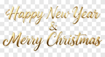 Happy New Year And Merry Christmas In Gold PNG