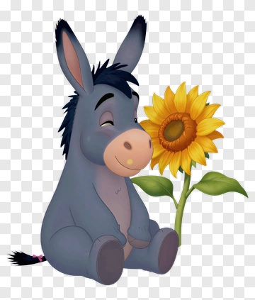 Donkey With Sunflower PNG