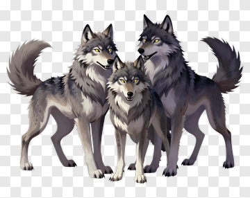 Three Wolves Standing Together PNG