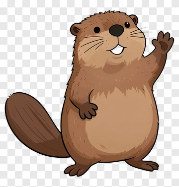 Cartoon Beaver Waving PNG