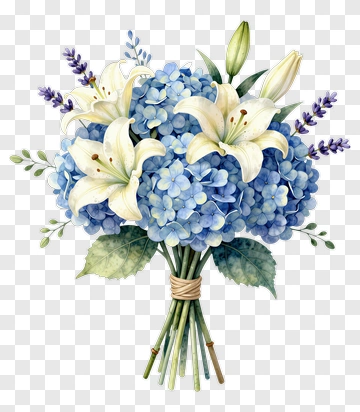 Blue And White Flower Bouquet PNG