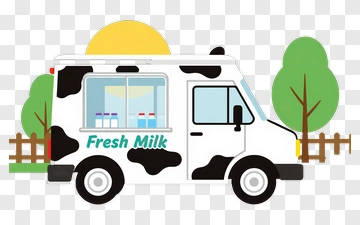 Cow Pattern Milk Truck PNG