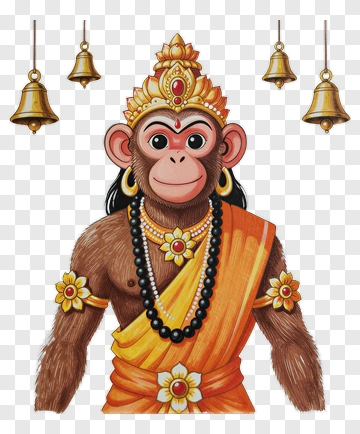 Monkey God With Golden Crown And Dhoti PNG