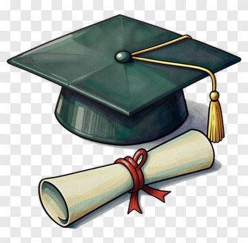 Graduation Cap And Degree Scroll PNG