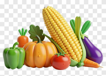Colorful Vegetables In 3D Render PNG