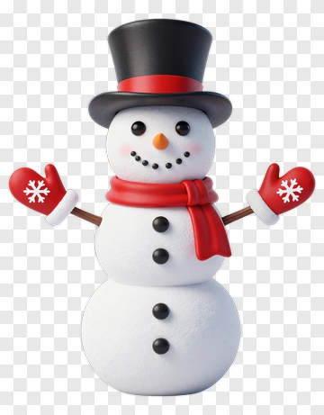 Snowman In Top Hat And Scarf PNG