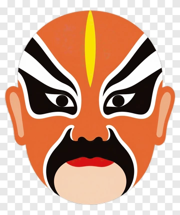 Chinese Opera Mask With Bold Design PNG