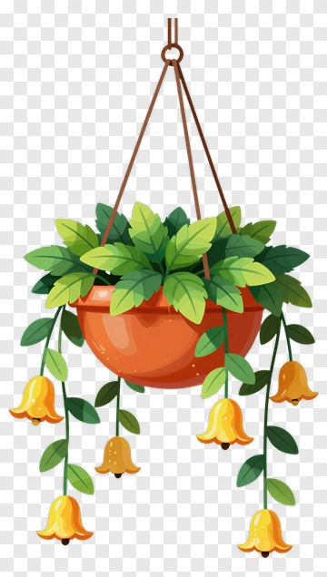Hanging Plant With Bell Flowers PNG