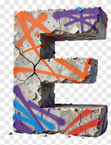 Graffiti Letter E Concrete Block PNG
