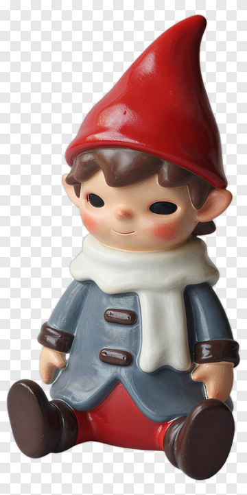Cute Sitting Elf Figurine PNG