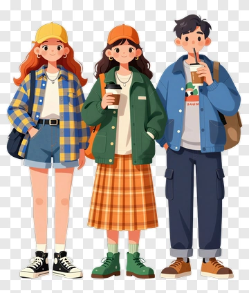 Three Friends In Casual Outfits PNG