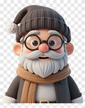 Cartoon Santa Claus With Glasses And Scarf PNG