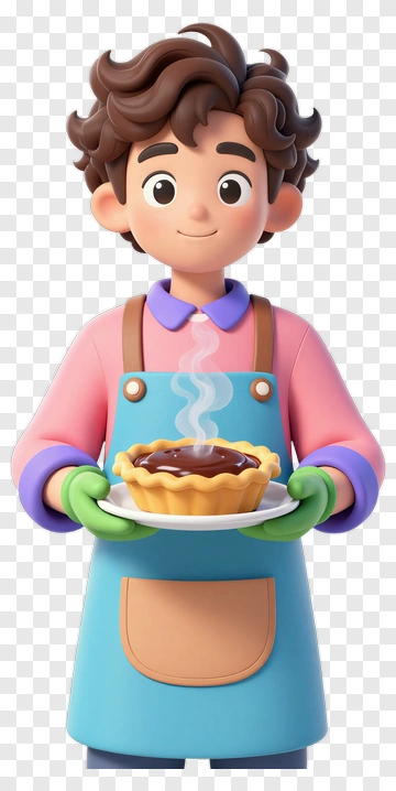 Boy Holding Chocolate Tart PNG