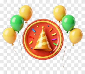 Party Hat With Balloons PNG