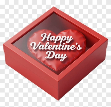 Red Valentine's Day Gift Box With Heart PNG