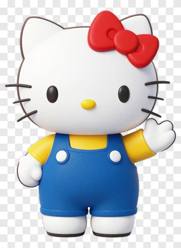 Hello Kitty In Blue Overalls PNG