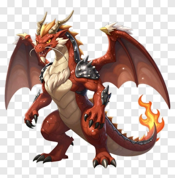 Red Dragon With Wings And Armor PNG