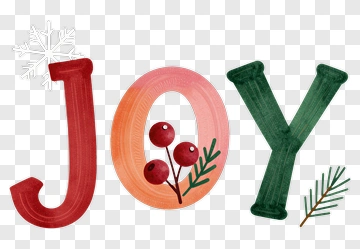 Joy Letter With Snowflake And Holly PNG