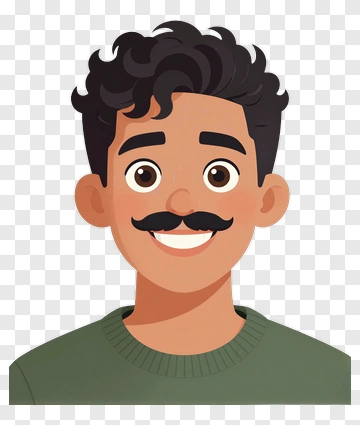 Man With Mustache Cartoon Portrait PNG