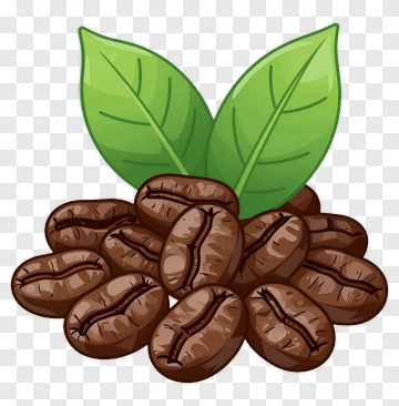 Coffee Beans With Green Leaves PNG