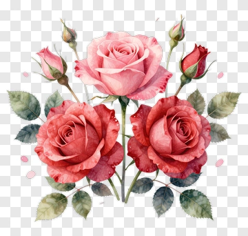 Rose Day Watercolor Illustration PNG