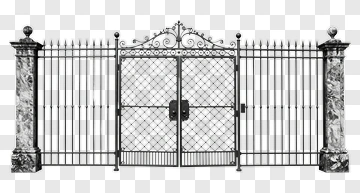 Iron Gate With Marble Pillars PNG