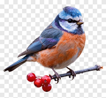 Mountain Bluebird Perched On Berry Branch PNG