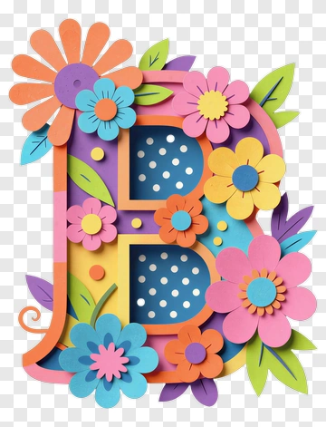 Colorful Flower Letter B PNG