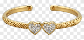 Gold Bracelet With Heart Charms PNG