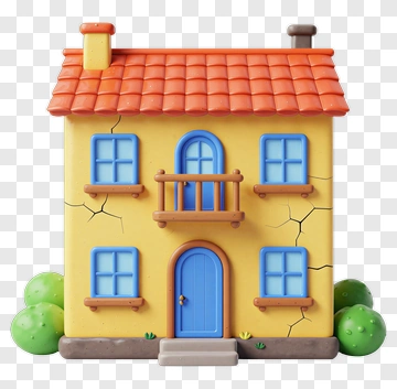 Colorful Toy House With Blue Windows PNG