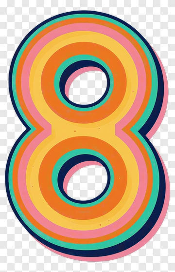 Retro Styled Number Eight PNG
