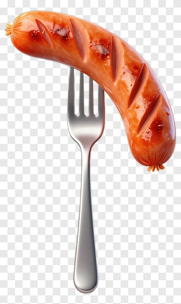Grilled Sausage On A Fork PNG