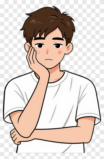 Young Man Looking Pensive PNG