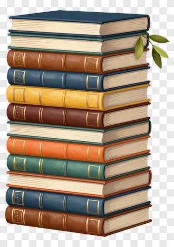 Stack Of Books With Leaf PNG