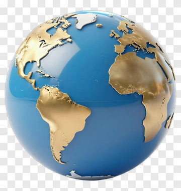 Globe With Gold Continents PNG